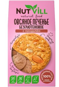 NUTVILL Печенье овсяное безглютеновое с миндалём 85гр.