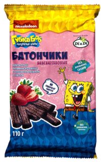 Батончики безглютеновые Губка Боб(Спанч Боб) с клубничной начинкой, витаминизированные 110гр.