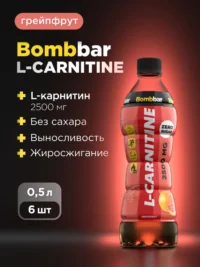 Bombbar Напиток безалкогольный слабогазированный "Л-карнитин со вкусом грейпфрут" 500 мл